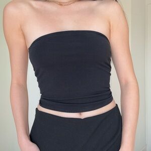 Garage Black Strapless Tube Crop Top
